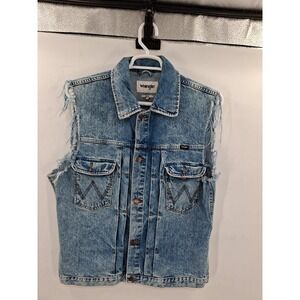 Wrangler Mens XXL Cutoff‎ Vest Denim Jean Biker  Retro 1970 Look Limited...